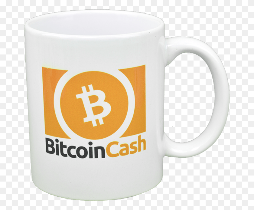 682x634 Descargar Png Taza De Cerámica Con Bitcoin Cash Logo Bitcoin Cash, Taza De Café, Taza, Leche Hd Png