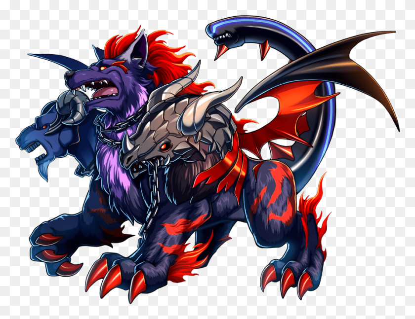 890x670 Cerberus Transparent Brave Frontier Brave Frontier Orthos, Dragon, Horse, Mammal HD PNG Download