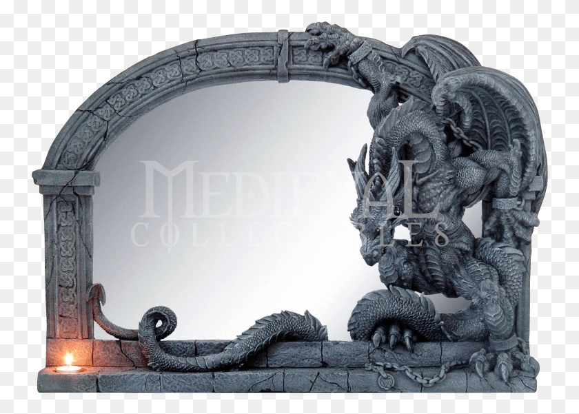 750x541 Espejo De Pared De Dragón Encadenado Espejo, Estatua, Escultura Hd Png