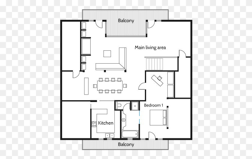 442x470 Chalet Baloo First Floor Floor Plan, Floor Plan, Diagram, Plot HD PNG Download