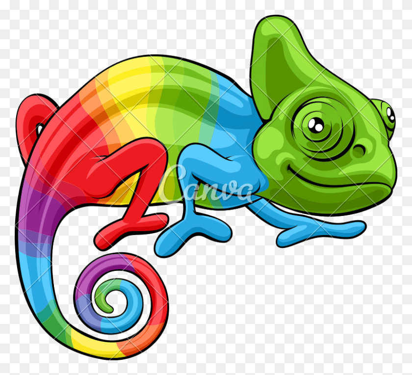 800x723 Chameleon Vector Cartoon Rainbow Chameleon Clipart, Lizard, Reptile, Animal HD PNG Download