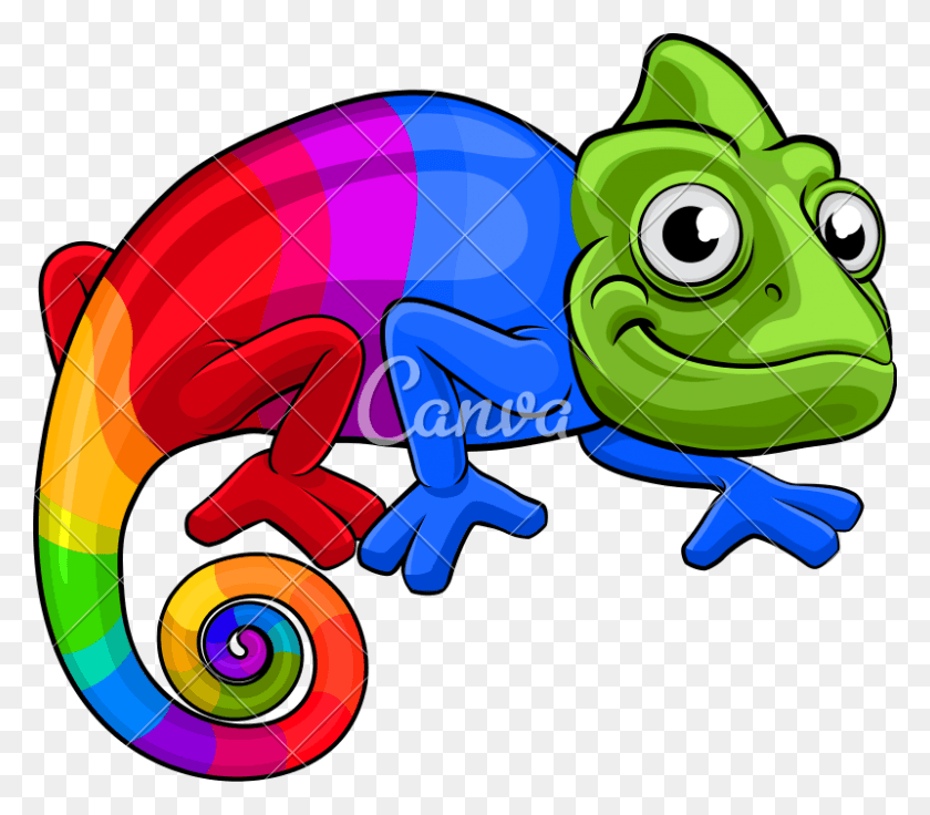 800x694 Chameleon Vector Cartoon Rainbow Chameleon Clipart, Lizard, Reptile, Animal HD PNG Download