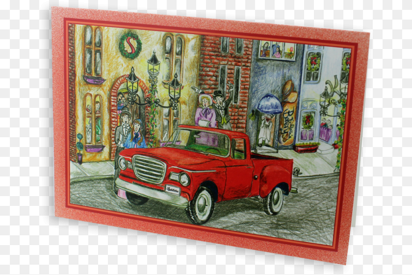683x561 Champ Truck Christmas Cards Antique Car, Art, Vehicle, Transportation, Pickup Truck Sticker PNG
