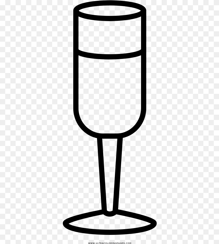 361x936 Champagne Flute Coloring Page, Gray Clipart PNG