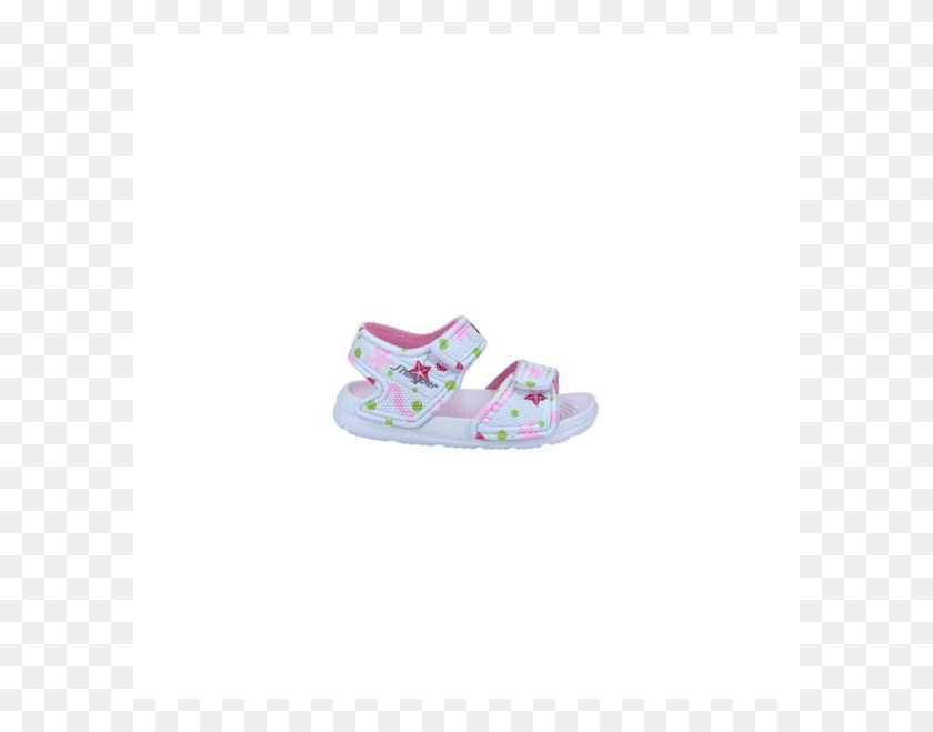 601x599 Chancla Goma Blanca Flores Velcro Sandal, Clothing, Apparel, Footwear HD PNG Download