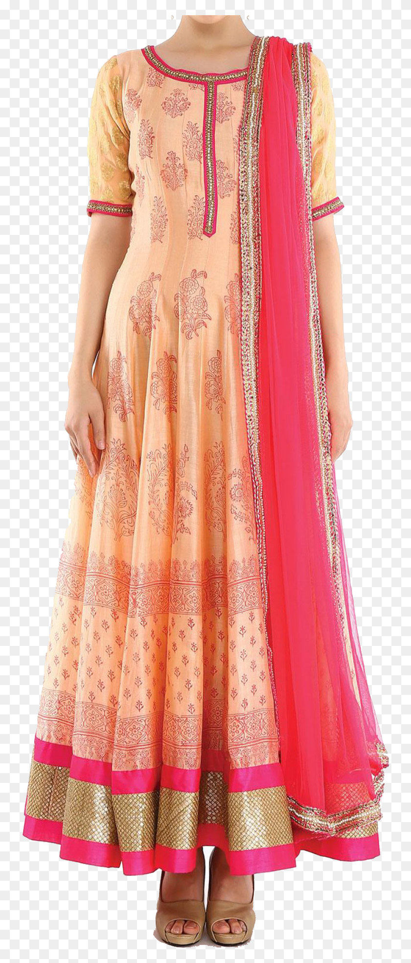 752x1908 Chanderi Anarkali Suit Free Desktop Background Silk, Clothing, Apparel, Evening Dress HD PNG Download