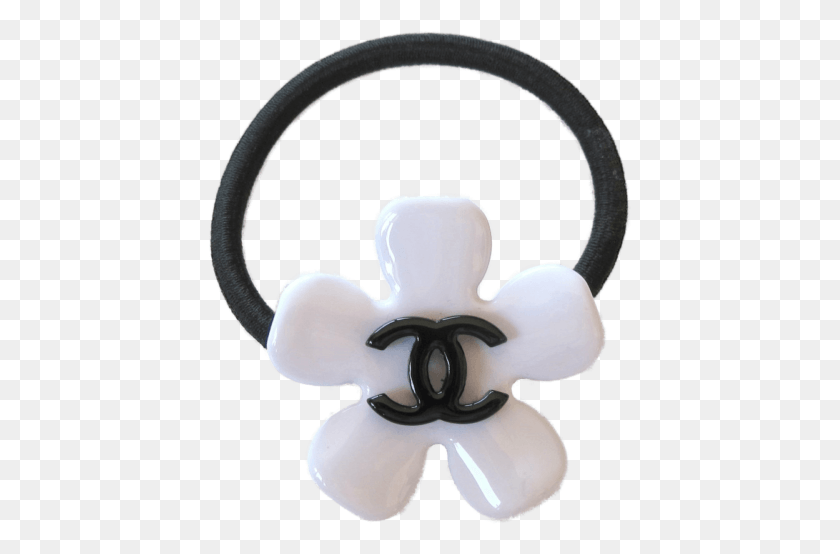 424x494 Chanel Camelia White Amp Black Logo Hair Tie Vip Artificial Flower, Snowman, Winter, Snow HD PNG Download