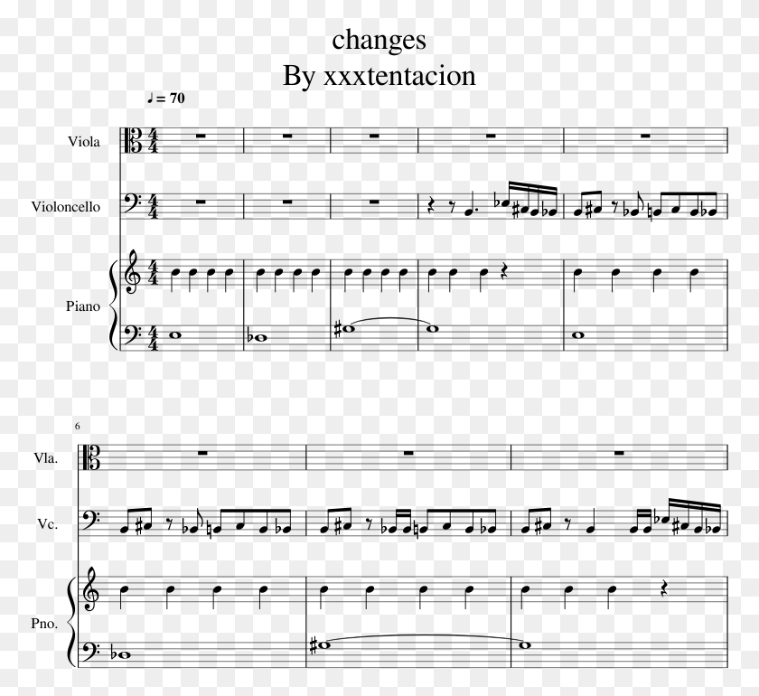 773x710 Changes By Xxxtentacion Sheet Music For Piano Viola Changes Xxxtentacion Viola Sheet Music, Gray, World Of Warcraft HD PNG Download