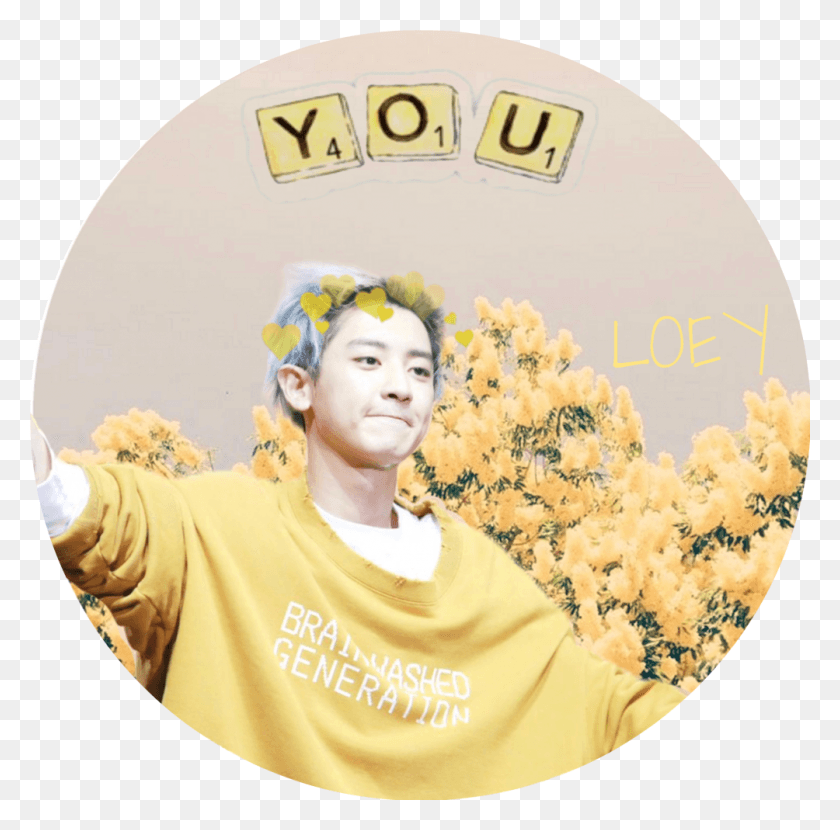 1004x992 Chanyeol Exo Sticker Icon Freetoedit Remixit Yellow And Light Blue Aesthetic, Person, Human, Disk HD PNG Download