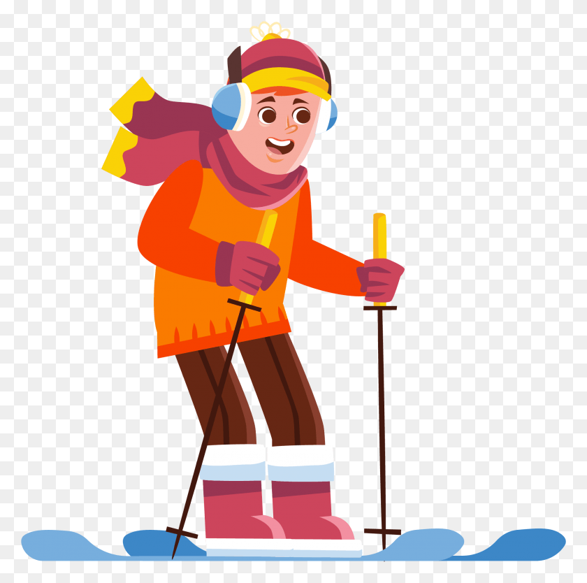 2085x2069 Character Cartoon Cute Ski And Vector Image Drawing, Person, Human, Cleaning HD PNG Download