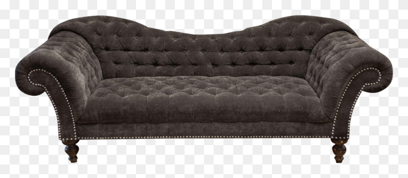1709x675 Charcoal Inverted Camelback Tufted Sofa On Chairish Studio Couch, Furniture, Cushion, Pillow Descargar Hd Png
