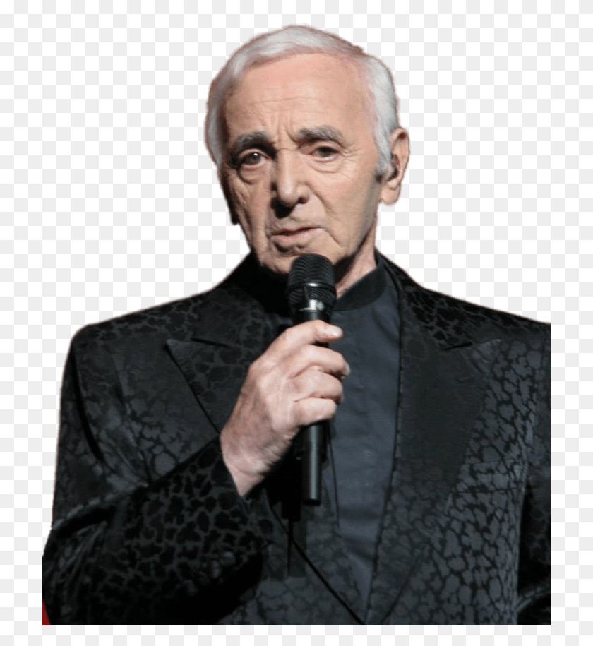721x855 Charles Aznavour Tuxedo Charles Aznavour Rest In Peace, Person, Microphone, Electrical Device HD PNG Download
