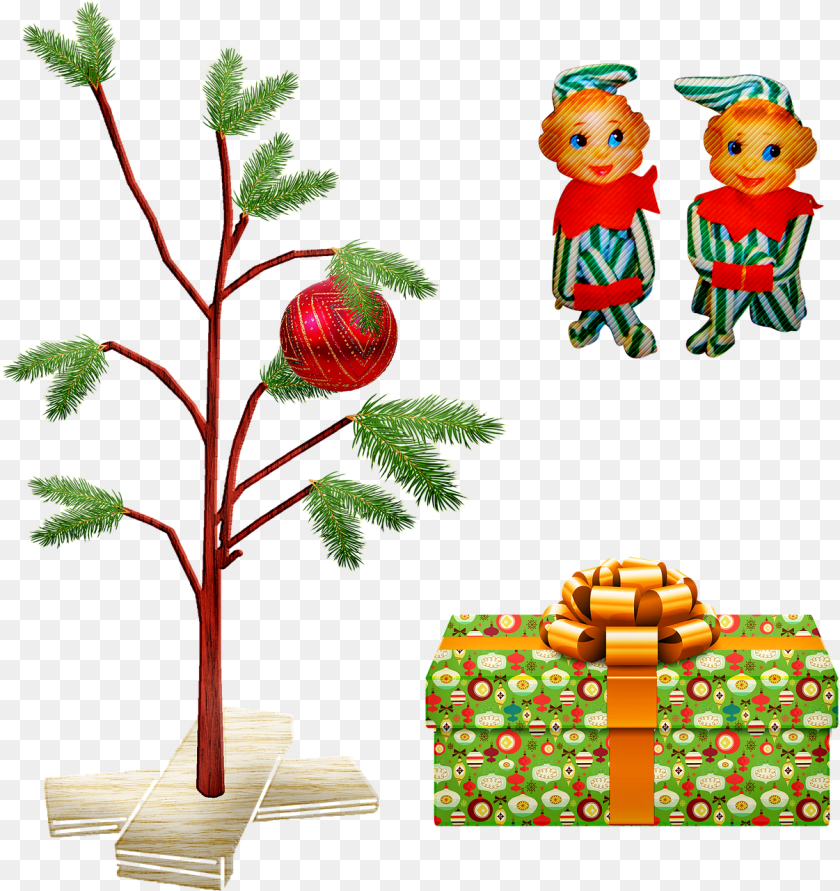 1207x1281 Charlie Brown Christmas Tree Elf Gift Christmas, Plant, Baby, Person, Face PNG