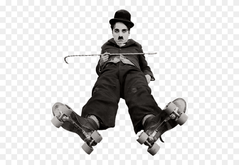 488x518 Charlie Chaplin Con Patines Charlie Chaplin, Persona, Humano, Ninja Hd Png