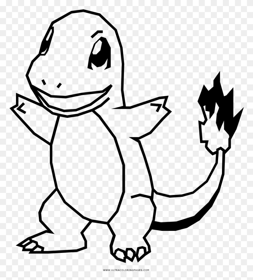 844x941 Charmander Coloring Pages With, Gray, World Of Warcraft HD PNG Download