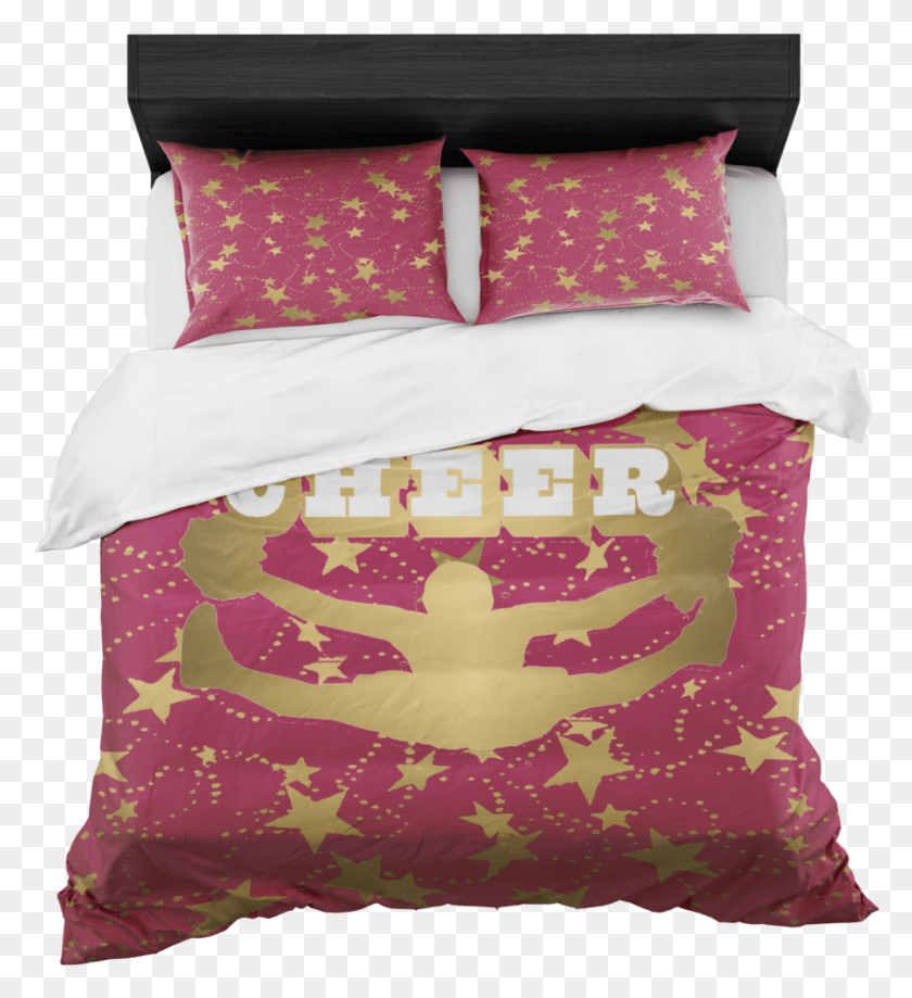 902x994 Cheer Silhouette With Stars In Gold And Berry Duvet Duvet, Pillow, Cushion, Diaper HD PNG Download