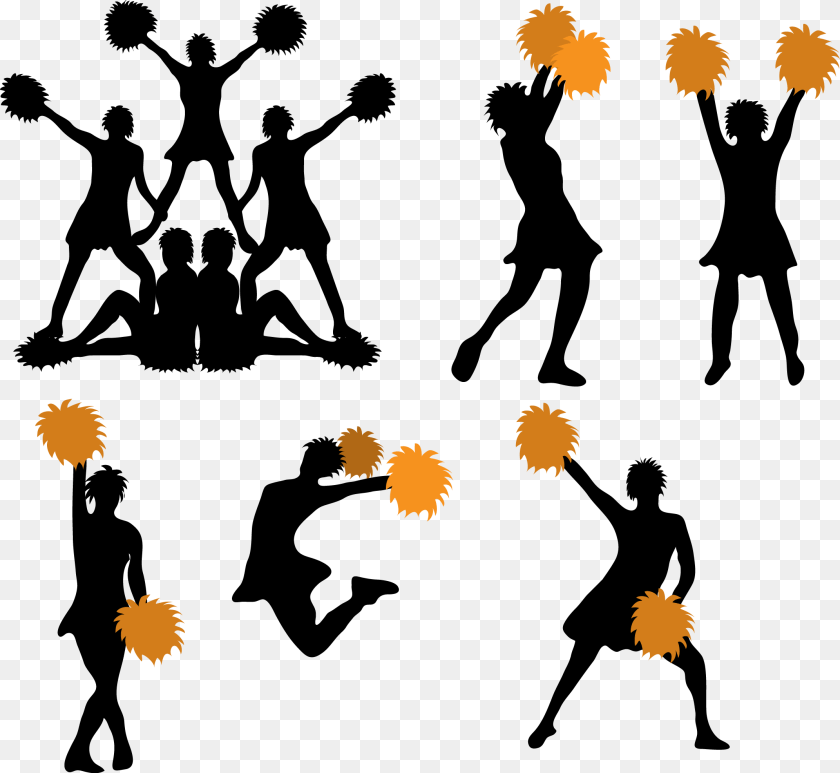 2144x1973 Cheerleader Vector, Silhouette, Adult, Person, Leisure Activities Sticker PNG