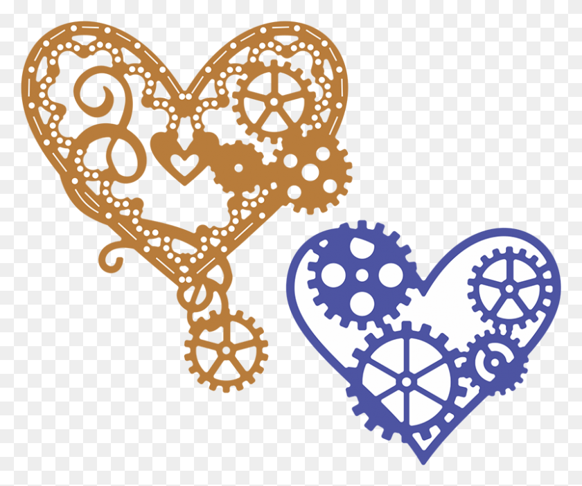 800x659 Cheeryld Hearts 39N Gears Steampunk Series Engranajes Y Corazon, Сердце, Плакат, Реклама Hd Png Скачать