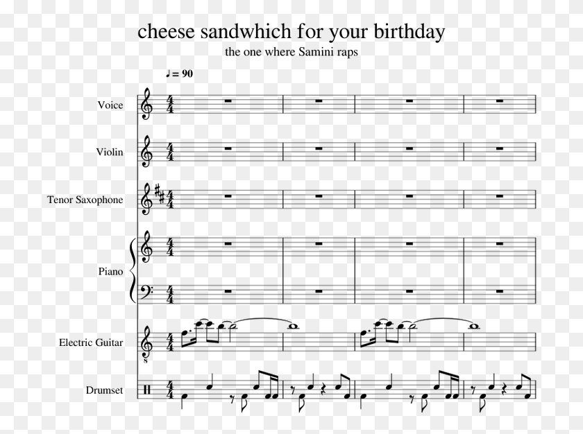 711x566 Cheese Sandwhich For Your Birthday Piano Tutorial Sheet Music, Gray, World Of Warcraft HD PNG Download