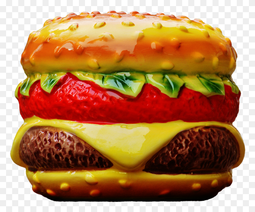 851x698 Cheeseburger Piggy Bank Ceramic Ceramic Cheeseburger, Burger, Food HD PNG Download
