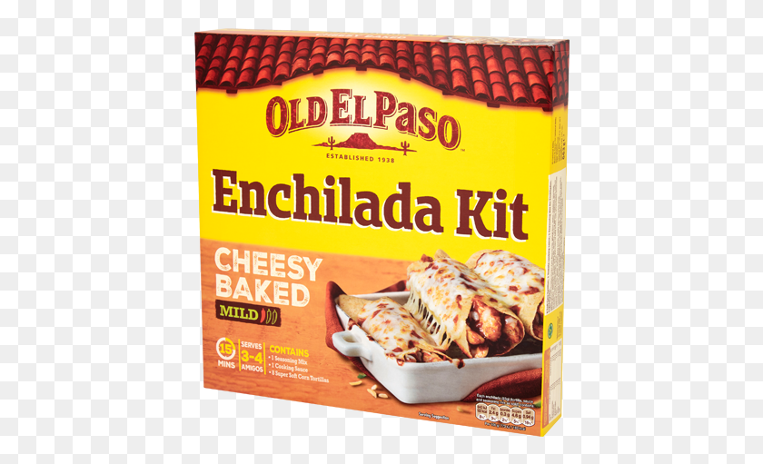 414x451 Cheesy Baked Enchilada Kit Enchilada Kit, Food, Text, Label HD PNG Download