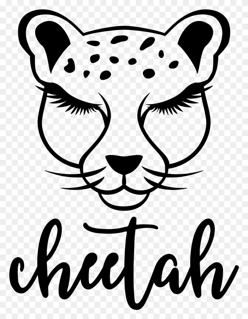 947x1237 Cheetah Cheetahs Bigcats Bigcat Outline Outlines Cheetah, Gray, World Of Warcraft HD PNG Download