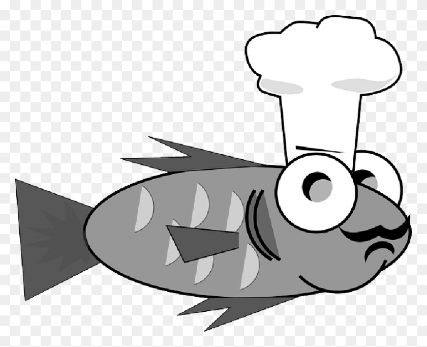 800x638 Chef Cook Cooking Fish Goldfish Funny Cartoon Fish Wearing A Chef Hat, Animal, Tuna, Sea Life HD PNG Download