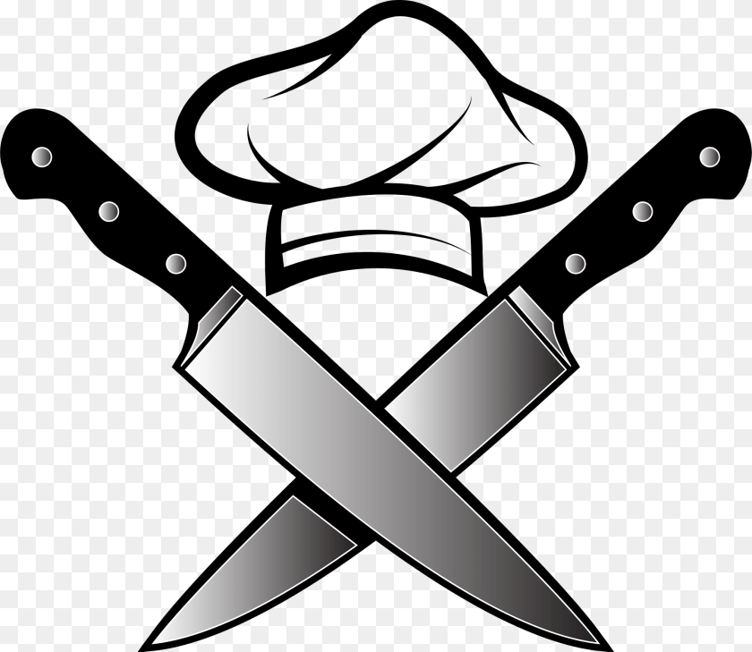 Chef Hat And Knives Clipart, Blade, Dagger, Knife, Weapon Transparent PNG