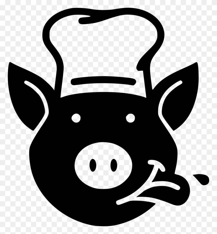902x980 Chef Icon Pig Chef Svg, Stencil, Lawn Mower, Tool HD PNG Download