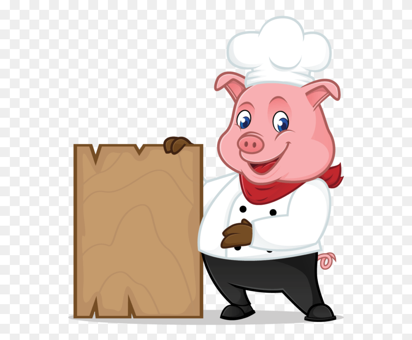565x633 Chef Pig Cartoon With Wooden Plank Vector Chef Pig Vector, Toy HD PNG Download