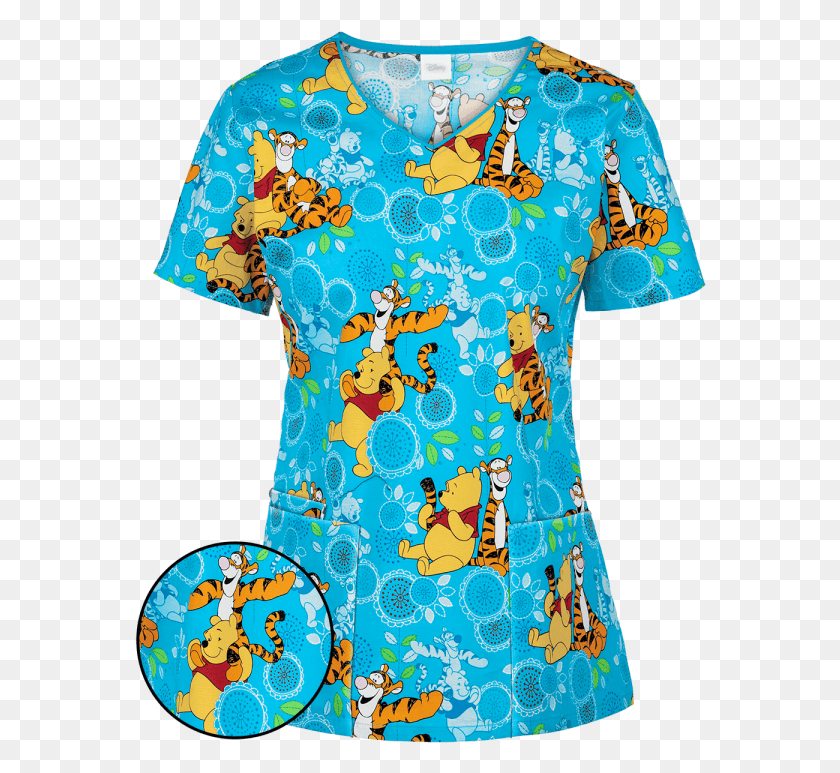 572x713 Cherokee Tooniforms Disney My Tigger Friend Print Scrub Pattern, Clothing, Apparel, Shirt HD PNG Download