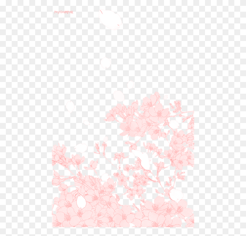 486x746 Cherry Blossom Clipart Transparent Tumblr Pink Flower Manga Transparent, Graphics, Floral Design HD PNG Download