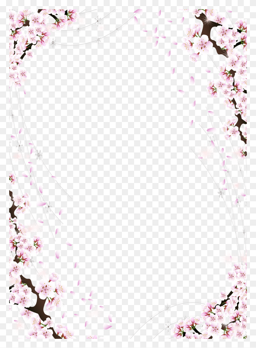 1442x2000 Cherry Blossom Tree Clip Art Cherry Blossom Frame, Plant, Flower, Blossom HD PNG Download