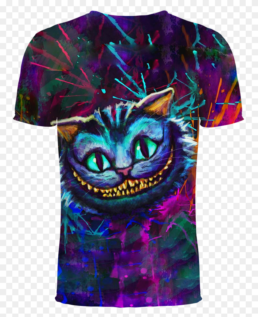 757x971 Cheshire Cat Alice In Wonderland 3d T Shirt Trippy Cheshire Cat Art, Clothing, Apparel, Dye HD PNG Download