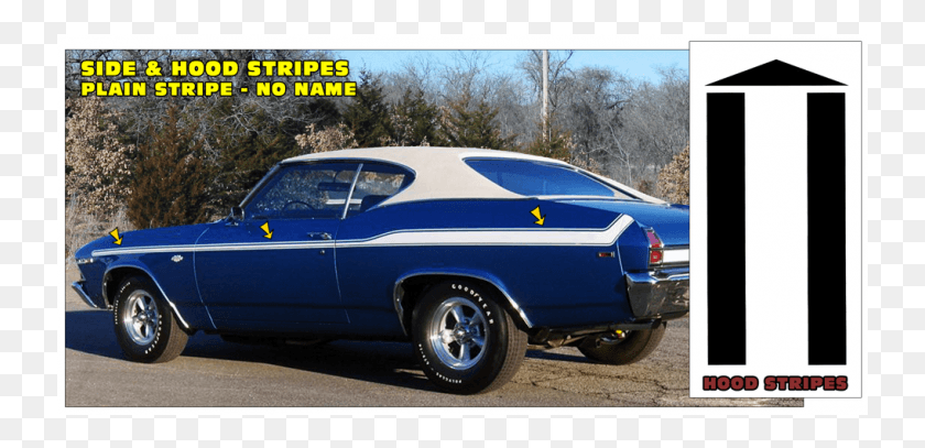 737x347 Chevelle Side And Hood Stripe Kit 1969 Chevelle Custom Stripes, Tire, Wheel, Machine HD PNG Download