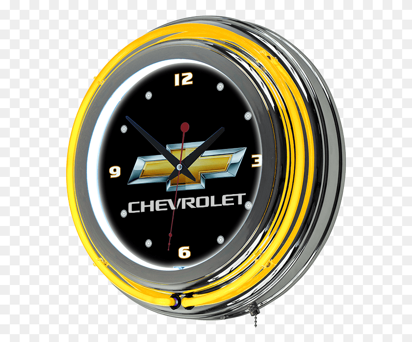 573x636 Chevrolet Gold Bt Neon Clock Chevrolet, Analog Clock, Clock Tower, Tower HD PNG Download