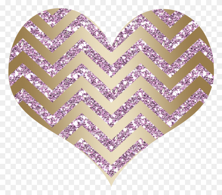 877x763 Chevron Heart Glitter Baby Pink Gold Heart Pink And Gold, Alfombra, Púrpura, Blusa Hd Png