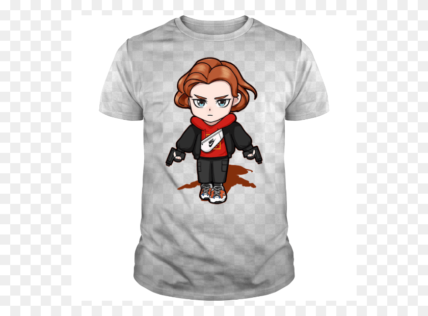 560x560 Chibi Black Widow Nike Bag Avengers Birds Are Government Surveillance Drones, Clothing, Apparel, T-shirt HD PNG Download