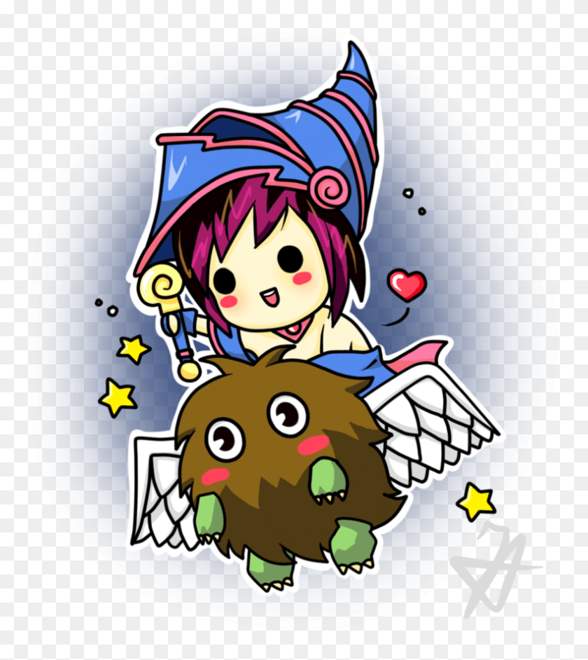 789x893 Chibi Dark Magician Girl And A Kuriboh Can Anyone Cartoon, Logo, Symbol, Trademark HD PNG Download