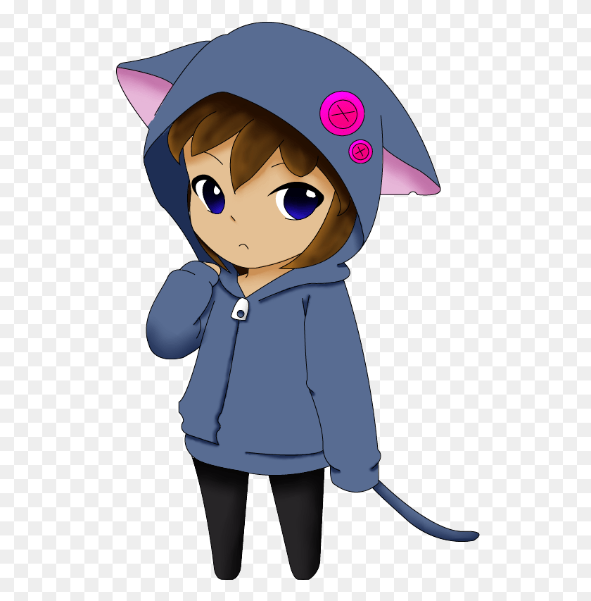 524x793 Девушка Чиби В Кошачьем Жилете От Sannyvampire На Клипарт Chibi Clipart, Clothing, Apparel, Sweatshirt Hd Png Download