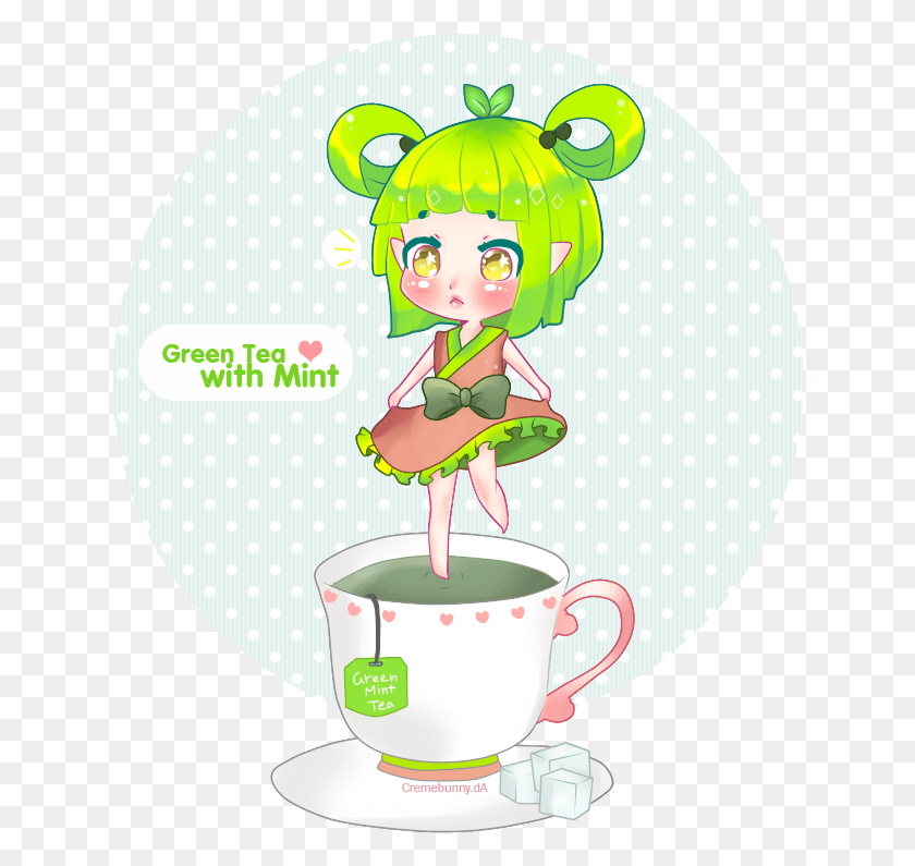 636x735 Chibi Green Tea With Mint By Cremebunny Chibi Green Tea, Cup, Coffee Cup, Beverage HD PNG Download