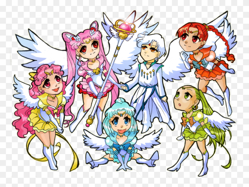 789x578 Chibi Helios And Pink Ladies By Azure And Copper D516jpv Sailor Moon Crystal Chibi, Comics, Book, Manga HD PNG Download