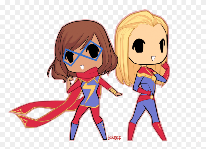 1264x891 Chibi Kamala And Carol By Sirdef Ms Marvel Kamala Khan Ms Marvel Chibi Kamala, Manga, Comics HD PNG Download