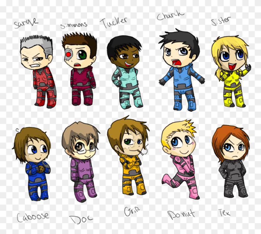 886x790 Chibi Red Vs Blue Characters Rvb Characters, Toy, Clothing, Apparel HD PNG Download