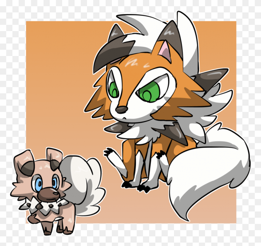 883x828 Chibi Rockruff And Dusk Lycanroc By Pikapikasaki Lycanroc Dusk And Rockruff, Mammal, Animal, Comics HD PNG Download