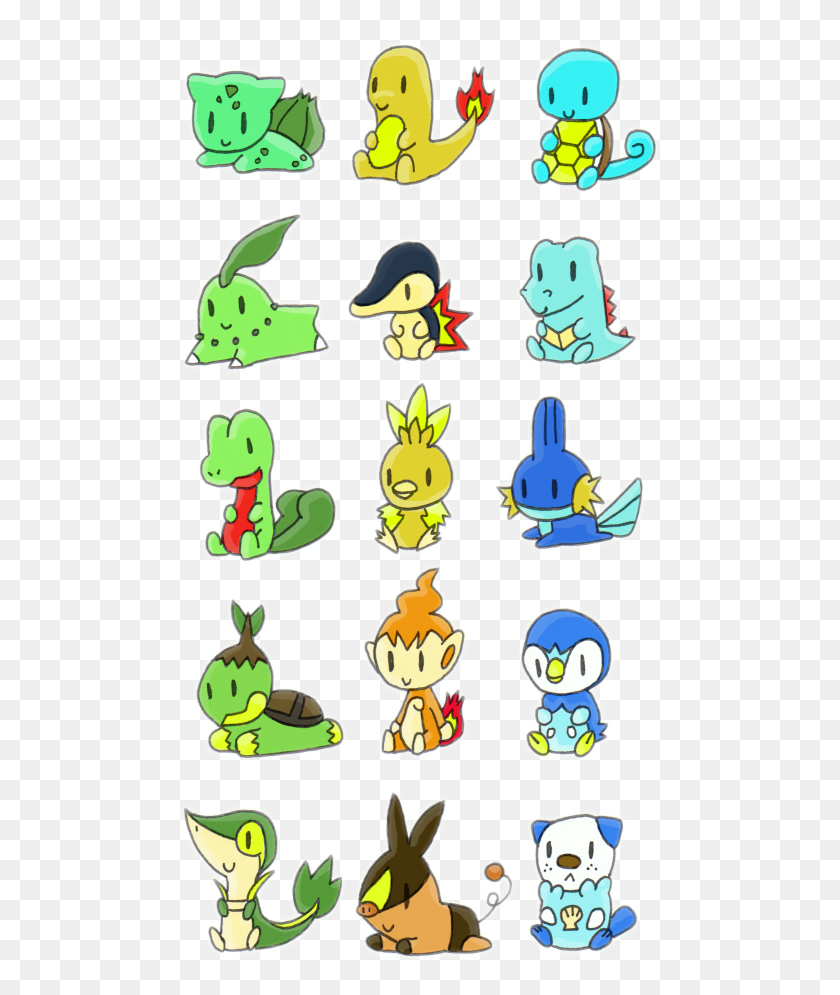489x935 Descargar Png / Chibi Starter Pokemon Pokemon Starters Todas Las Cosas, Texto, Alfabeto Hd Png