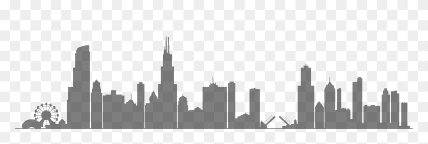 1105x316 Chicago Skyline Buildings Transparent Chicago Skyline Silhouette, Gray, World Of Warcraft HD PNG Download