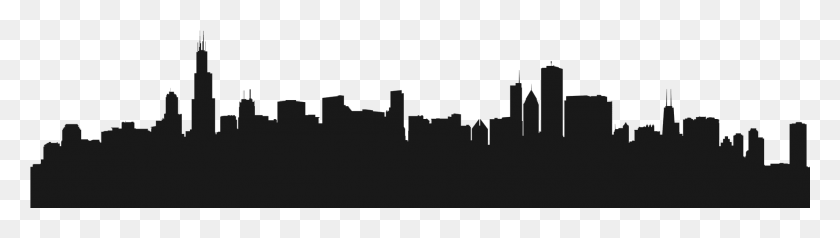 1921x440 Чикаго Skyline Силуэт Чикаго, Трафарет, Символ Hd Png Скачать
