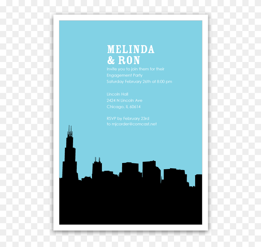 538x737 Chicago Skyline Silhouette Party Invitations Ian Amp Chicago Silhouette, Poster, Advertisement, Flyer HD PNG Download