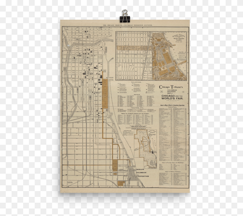 501x686 Chicago Tribune Columbian Exposition Souvenir Floor Plan, Plot, Diagram HD PNG Download